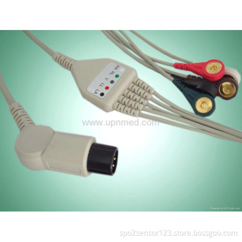 Pro1000 GE-Marqutte One piece 5-lead ECG Cable with leadwires